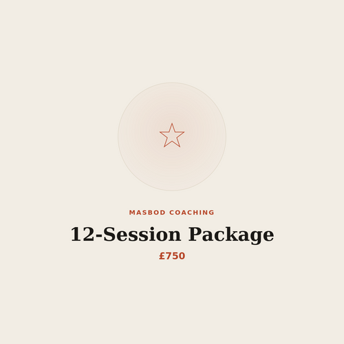 MASBOD 12-Session Coaching Package — twelve 1:1 life coaching sessions with unlimited WhatsApp support, £750